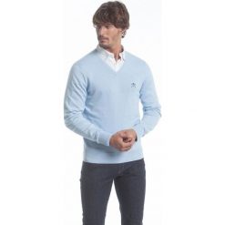 Polo Club C.H.A sweter męski M jasnoniebieski. Niebieskie swetry męskie Polo Club C.H..A, m, bez wzorów, bez kołnierzyka. W wyprzedaży za 199.00 zł.