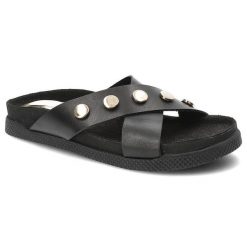 Czarne Klapki Chebello Skórzane Buty Na Lato. Czarne klapki damskie CheBello, bez wzorów, ze skóry, bez obcasa. Za 169.00 zł.