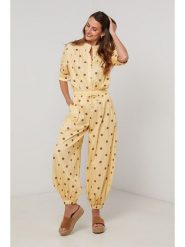 Lin Passion Spodnie materiałowe w kolorze żółtym rozmiar: 34/36. Żółte spodnie materiałowe damskie Lin Passion, bez wzorów, z bawełny, klasyczne, z standardowym stanem. Za 108.99 zł.