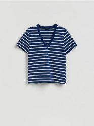 T-shirt z bawełny merceryzowanej - wielobarwny. T-shirty damskie Reserved, l, bez wzorów, z bawełny, bez kołnierzyka. Za 79.99 zł.