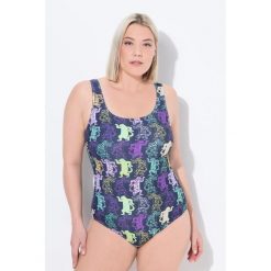 Damskie Kostium kąpielowy tygrysi wzór bez miękkich miseczek okrągły dekolt. Niebieskie stroje jednoczęściowe damskie Ulla Popken, plus size, bez wzorów, plus size. W wyprzedaży za 169.99 zł.