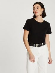 Cross Jeans Koszulka w kolorze czarnym rozmiar: L. Czarne bluzki damskie Cross Jeans, l, bez wzorów, z jeansu, bez kołnierzyka, bez ramiączek. Za 52.67 zł.