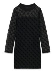 Guess Sukienka codzienna J6YK04 K3957 Czarny Regular Fit. Czarne sukienki dziewczęce Guess, z aplikacjami, z syntetyku, bez ramiączek. Za 284.99 zł.
