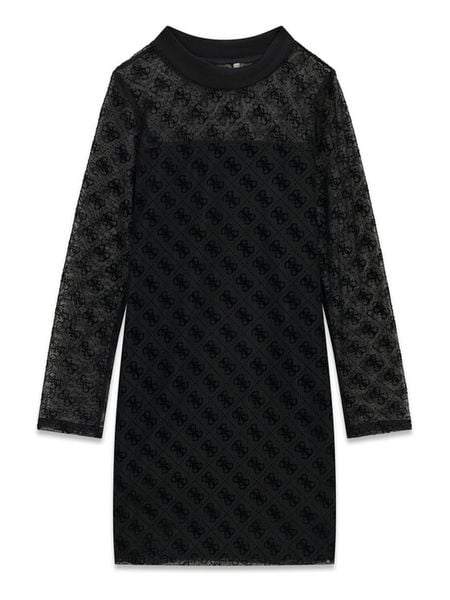 Guess Sukienka codzienna J6YK04 K3957 Czarny Regular Fit. Czarne sukienki dziewczęce Guess, z aplikacjami, z syntetyku, bez ramiączek. Za 284.99 zł.