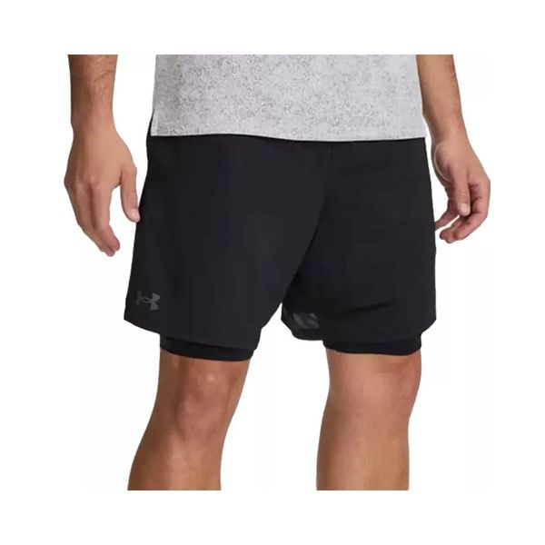 Krótki szorty Under Armour TECH VENT 2IN1. Czarne szorty męskie Under Armour, bez wzorów, z elastanu. Za 231.40 zł.