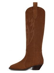 Loft37 Skórzane kowbojki w kolorze jasnobrązowym rozmiar: 36. Brązowe botki damskie loft37, bez obcasa, bez zapięcia. Za 478.99 zł.