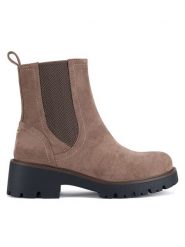 Clara Barson Botki WS6381-01 Beżowy. Brązowe botki damskie Clara Barson, z materiału, bez obcasa, na słupku, bez zapięcia. Za 149.99 zł.