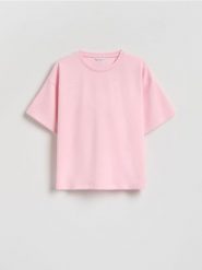 T-shirt z modalem - pastelowy róż. Czerwone koszulki dziewczęce Reserved, bez wzorów, z dzianiny, bez ramiączek. Za 35.99 zł.