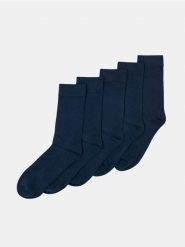 Prążkowane skarpetki z modalem 5 pack - granatowy. Niebieskie skarpetki męskie Sinsay, bez wzorów, prążkowane. Za 19.99 zł.