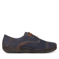 Półbuty Josef Seibel. Niebieskie półbuty damskie Josef Seibel, bez wzorów, bez obcasa, na płaskiej podeszwie. Za 389.99 zł.
