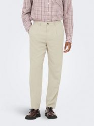 ONLY & SONS Spodnie chino "Onslou" w kolorze beżowym rozmiar: W32/L30. Brązowe spodnie materiałowe męskie Only & Sons, bez wzorów. Za 109.26 zł.