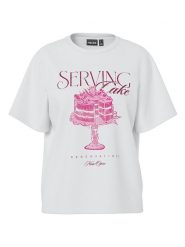 Pieces Koszulka w kolorze białym rozmiar: L. Białe bluzki damskie Pieces, l, bez wzorów, z bawełny, bez kołnierzyka, bez ramiączek. Za 52.30 zł.