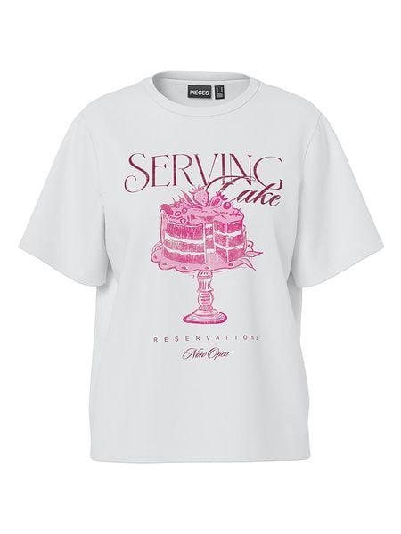 Pieces Koszulka w kolorze białym rozmiar: L. Białe bluzki damskie Pieces, l, bez wzorów, z bawełny, bez kołnierzyka, bez ramiączek. Za 52.30 zł.