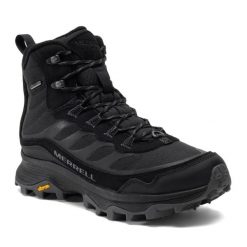 Buty turystyczne męskie Merrell Moab Speed Thermo Mid WP. Czarne buty trekkingowe męskie MERRELL, bez zapięcia, trekkingowe. Za 629.99 zł.