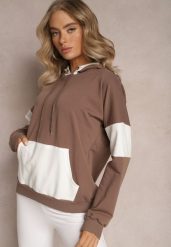 Brązowa Bawełniana Bluza z Kapturem i Ściągaczami Adikona. Brązowe bluzy z kapturem damskie Renee, z bawełny. Za 64.99 zł.