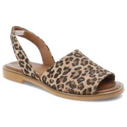 Beżowe Sandały Armodo Eleganckie Obuwie Damskie Lampart. Brązowe sandały damskie Armodo, bez wzorów, ze skóry, bez obcasa. Za 299.00 zł.