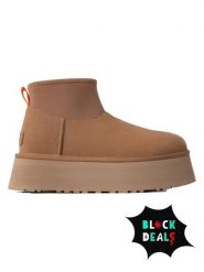 UGG Skórzane botki "Classic Mini Dipper" w kolorze jasnobrązowym rozmiar: 39. Brązowe botki damskie Ugg, ze skóry, bez obcasa, na platformie, bez zapięcia. Za 741.47 zł.