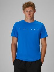 4F T-shirt regular z nadrukiem męski - niebieski XL. Niebieskie t-shirty męskie 4f, m, bez wzorów, z bawełny, bez kołnierzyka. Za 59.99 zł.