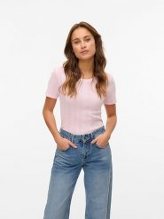 Vero Moda Koszulka w kolorze jasnoróżowym rozmiar: XL. Różowe bluzki damskie Vero Moda, xl, bez wzorów, z bawełny, bez kołnierzyka, bez ramiączek. Za 48.16 zł.