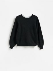 Sweter z domieszką wełny - czarny. Czarne swetry klasyczne damskie Reserved, l, z dzianiny, bez kołnierzyka. Za 149.99 zł.