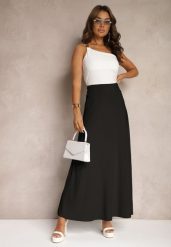 Czarna Rozkloszowana Spódnica High Waist z Marszczeniem w Pasie Nolisea. Czarne spódniczki damskie Renee, s, bez wzorów, z materiału, z podwyższonym stanem, maxi, rozkloszowane. Za 99.99 zł.