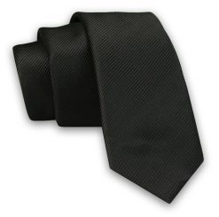 Męski Krawat ŚLEDŹ (Wąski) w Delikatny Prążek -5cm- Angelo di Monti, Czarny. Czarne krawaty i muchy męskie Angelo di Monti, bez wzorów. Za 45.00 zł.