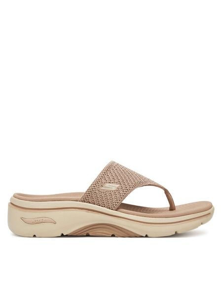 Skechers Japonki Go Walk Arch Fit 2.0 Sandal-Carrie 140861/TPE Beżowy. Brązowe klapki damskie Skechers, bez wzorów, z materiału, bez obcasa. Za 289.99 zł.