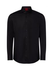 HUGO Koszula łatwa w prasowaniu Mężczyźni Slim Fit Bawełna czarny, 40. Czarne koszule męskie Hugo, m, bez wzorów, z bawełny, bez kołnierzyka, bez ramiączek. Za 279.95 zł.