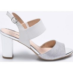 Caprice - Sandały. Szare sandały damskie Caprice, bez wzorów, z materiału, bez obcasa, na obcasie. W wyprzedaży za 179.90 zł.