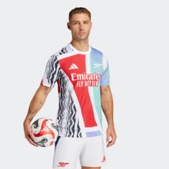 Koszulka piłkarska treningowa ADIDAS Arsenal 24/25. Bluzki damskie Adidas, s, bez wzorów, sportowe, bez kołnierzyka, bez ramiączek. W wyprzedaży za 249.99 zł.