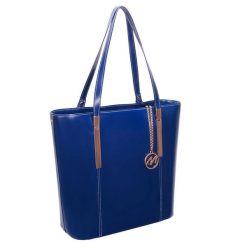 Torebka skórzana damska McKlein Cristina shopper A4 granatowa. Niebieskie shopper bag damskie bez wzorów, ze skóry, na ramię, bez dodatków. Za 579.00 zł.