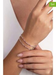 Heliophilia Bransoletki (2 szt.) z cyrkoniami rozmiar: onesize. Różowe bransoletki damskie Heliophilia, metalowe. Za 52.30 zł.