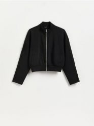 Bluza z ażurowymi wstawkami - czarny. Czarne bluzy bez kaptura damskie Reserved, l, z bawełny. Za 99.99 zł.