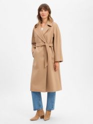 Weekend Max Mara płaszcz wełniany Kobiety wełna ze strzyży beżowy, 38. Brązowe płaszcze damskie Weekend Max Mara, bez wzorów, z wełny, biznesowe. Za 3,599.95 zł.
