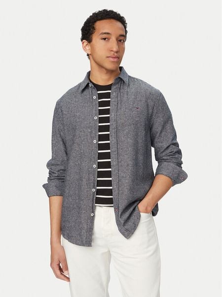 Tommy Jeans Koszula DM0DM22761 Granatowy Regular Fit. Niebieskie koszule męskie Tommy Jeans, m, bez wzorów, z bawełny, bez kołnierzyka, bez ramiączek. Za 369.99 zł.