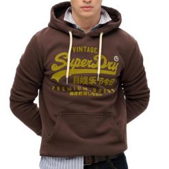 Bluza z kapturem Superdry Vintage Logo Ton sur Ton. Brązowe bluzy z kapturem męskie Superdry., l, z bawełny. Za 366.65 zł.