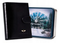 Portfel skórzany Peterson [DH] PTN N62L-VT czarny. Czarne portfele męskie Peterson, bez wzorów, ze skóry. Za 90.99 zł.