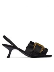 Versace Jeans Couture Sandały 80VA3S48 ZS185 Czarny. Czarne sandały damskie Versace Jeans Couture, bez wzorów, z jeansu, bez obcasa, na szpilce. Za 969.99 zł.