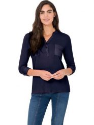 Heine Bluzka w kolorze granatowym rozmiar: 38. Niebieskie bluzki damskie Heine, bez wzorów, bez kołnierzyka, bez ramiączek. Za 56.99 zł.
