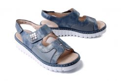 RIEKER V1389-12 blue, sandały damskie. Niebieskie sandały damskie Rieker, bez wzorów, bez obcasa, na płaskiej podeszwie. Za 230.93 zł.