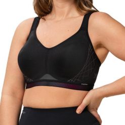Stanik do biegania Cardio Flow z wysoki poziomem podtrzymywania. Zielone biustonosze TRIACTION, bez wzorów, z elastanu. Za 318.00 zł.