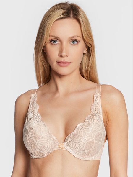 Wonderbra Biustonosz push-up WB000BHP Beżowy. Brązowe biustonosze Wonderbra, bez wzorów, z syntetyku. Za 159.99 zł.