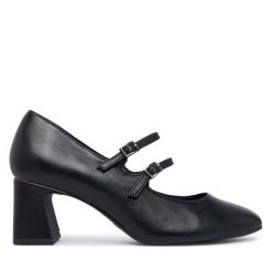 Półbuty Tamaris. Czarne półbuty damskie Tamaris, bez wzorów, bez obcasa, na obcasie. Za 394.99 zł.