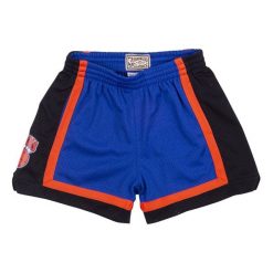 Szorty New York Knicks Jump Shot. Niebieskie szorty męskie Mitchell & Ness, bez kołnierzyka. Za 369.50 zł.