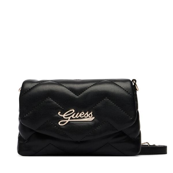 Torebka Guess. Czarne listonoszki damskie Guess, z aplikacjami, bez dodatków. Za 264.99 zł.