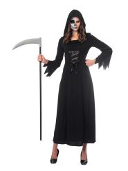 Amscan Sukienka kostiumowa "Grim Reaper" w kolorze czarnym rozmiar: XL. Czarne sukienki damskie AMSCAN, na karnawał, xl, bez wzorów, bez kołnierzyka, bez ramiączek. Za 99.33 zł.