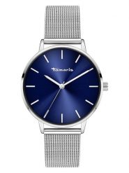Tamaris Zegarek kwarcowy w kolorze srebrno-niebieskim rozmiar: onesize. Szare, analogowe zegarki damskie Tamaris, metalowe. Za 152.99 zł.