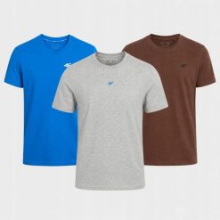 KOMPLET T-SHIRT MĘSKI 4F ZESTAW KOSZULEK 3PAK. T-shirty męskie 4f, m, bez wzorów, z bawełny, bez kołnierzyka. Za 117.99 zł.