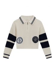 Guess Sweter J6YR03 Z0833 Kremowy Regular Fit. Białe swetry dziewczęce Guess, z aplikacjami, z bawełny, bez kołnierzyka. Za 264.99 zł.