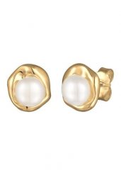 Elli PREMIUM Damskie kolczyki do uszu okrągłe organiczne z perłą hodowlaną słodkowodną z pozłacanego srebra próby 925 Sterling Silver Kolczyki 1 ct. Szare kolczyki damskie Elli PREMIUM, z perłą, pozłacane, na sztyftcie. Za 183.99 zł.